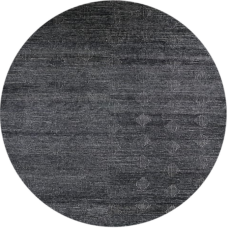 Tapis noir à motif géométrique Iqlaas, Rond 7 pi