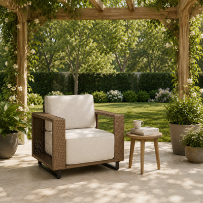 PE Rattan Patio Chair with Cushions 