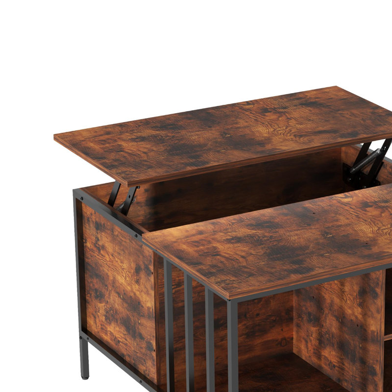Brown Square Metal Frame Coffee Table With Lift Top