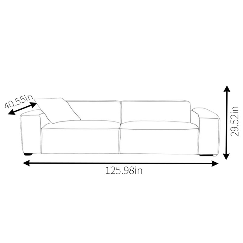 Cotton And Linen White Sofa, 3, 29.52" H x 125.98" W x 40.55" D