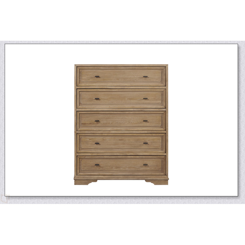 Commode 5 tiroirs Hickory, Naturel