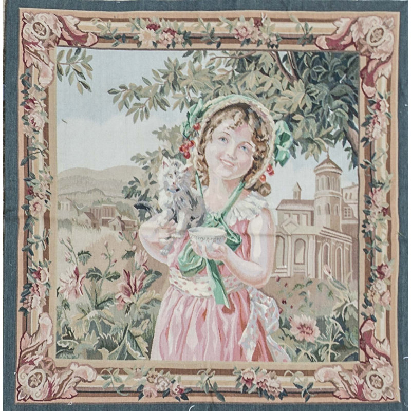 Hand-Knotted High-Quality Green and Pink Area Rug