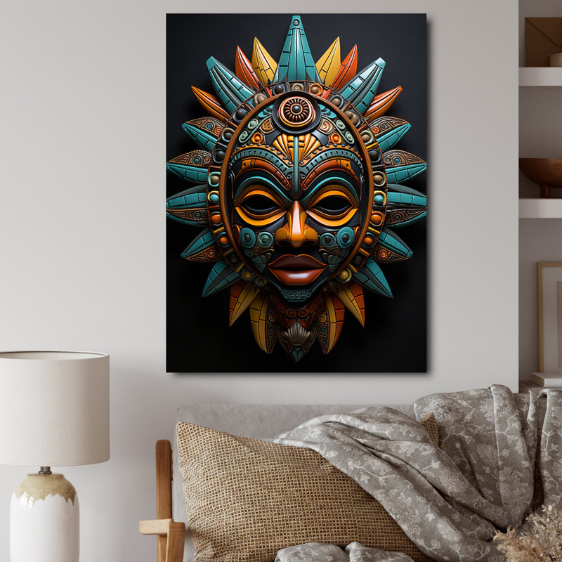 Jeilani, masque tribal africain, bamileke, H 32 po x l 16 po x P 1 po, Toile tendue