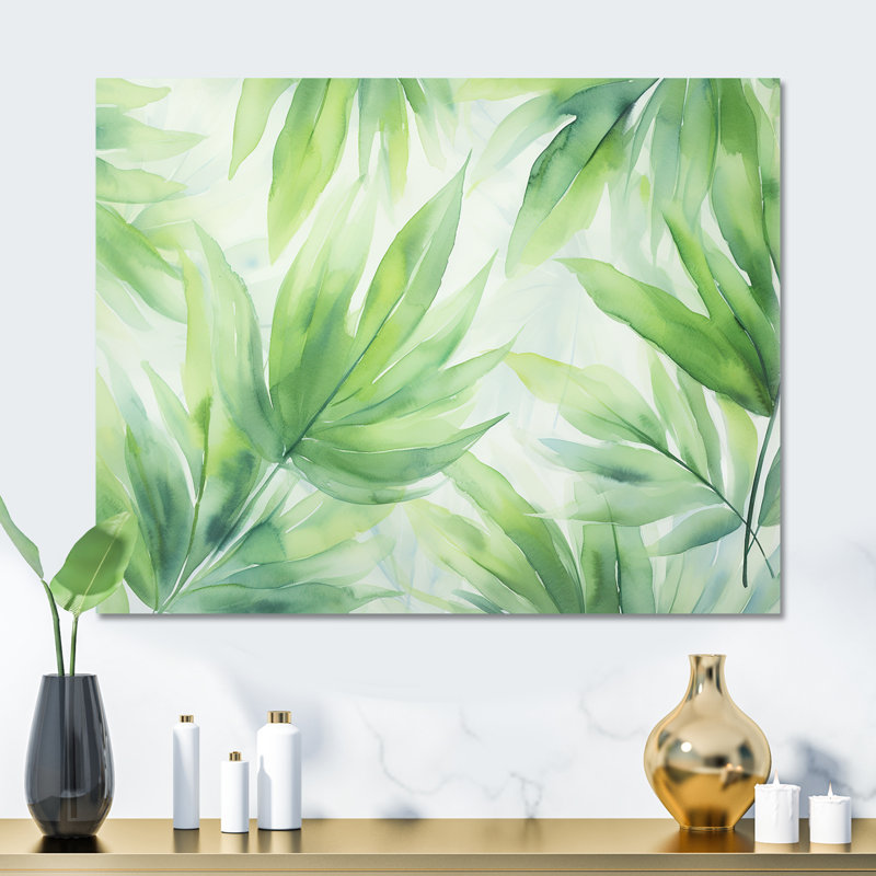 Vert tropicale vert en couleur pastel - art mural abstrait en collage, H 12 po x l 20 po x P 1 po