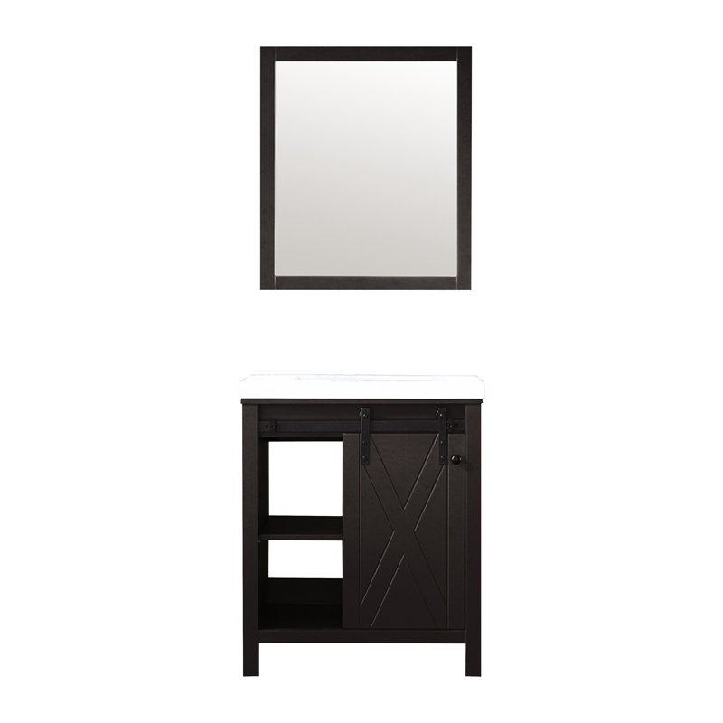 Marsyas 30 in W x 22 in D Bath Vanity and 28 in Mirror, Brown, White Quartz