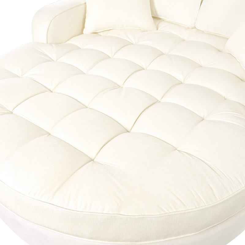 Chaise longue beige de 55 po. Nombre de places assises. Oreillers amovibles. Revêtement en chenille. Fabrication. Lit moderne rembourré en mousse. Siège spacieux. Chenille de luxe. Fabrication solide. Qualité