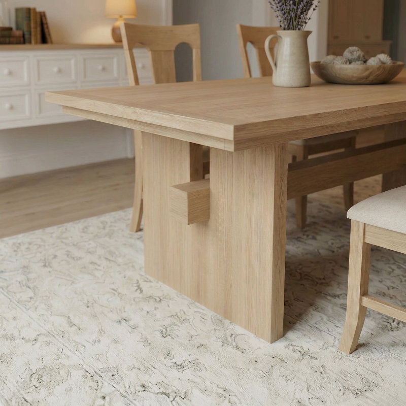 La table Macaire | Table de salle à manger moderne à tréteaux (extensible) - Miel, Honey