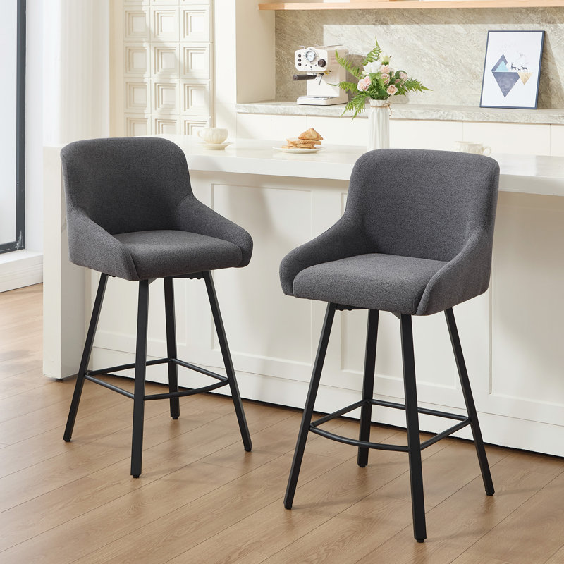 Swivel Counter Stool with Metal Frame, Dark Gray