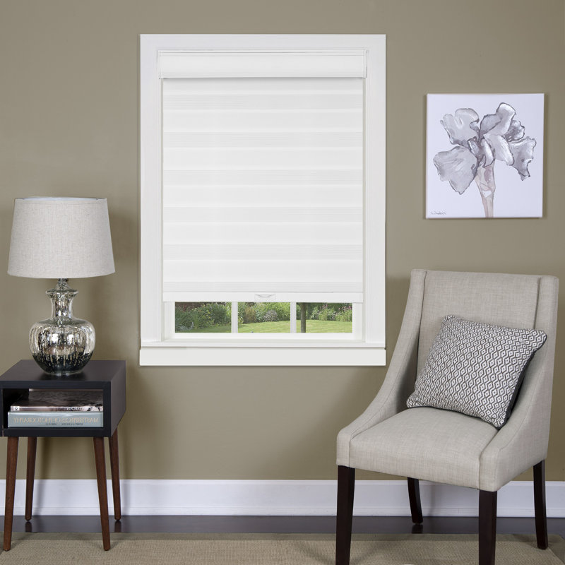 Store romain semi-transparent sans cordon à double couche, Blanc, l 34 po x L 72 po