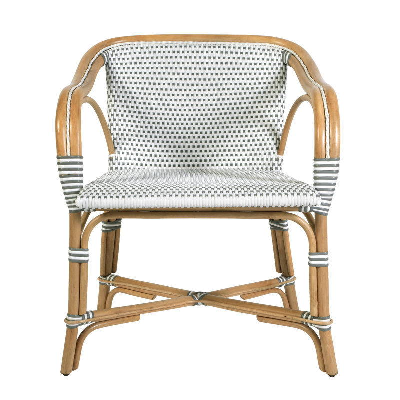 Fauteuil en rotin de 18,75 po de hauteur Portofino, blanc et gris, Blanc / Gris
