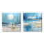 «Blue and Beige Tranquility Beach I - Coastal Minimalisme», ensemble de 2 reproductions d'art sur toile-102586885-102586881