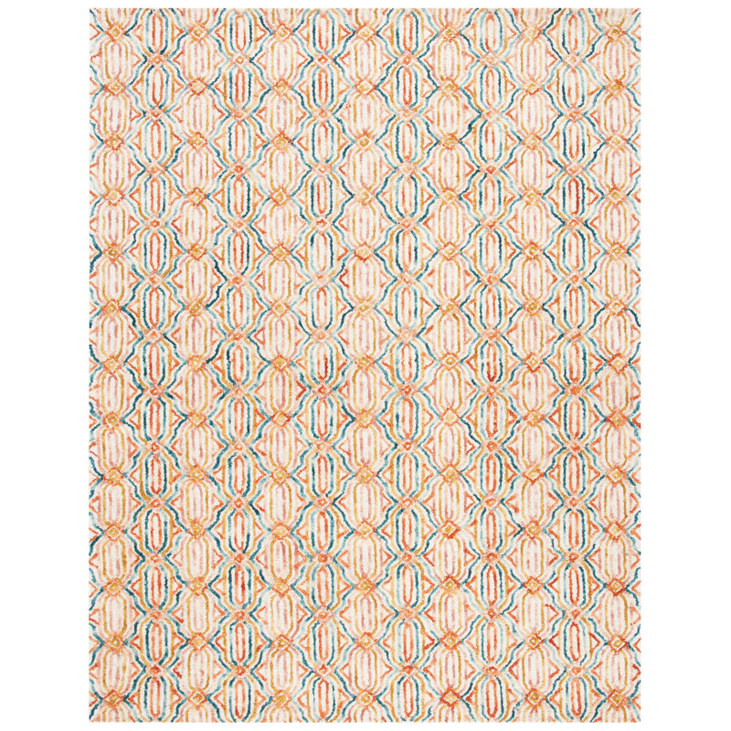 Rubalcava Hand Tufted Wool And Cotton Geometric Rug, Rectangle 8' x 10'