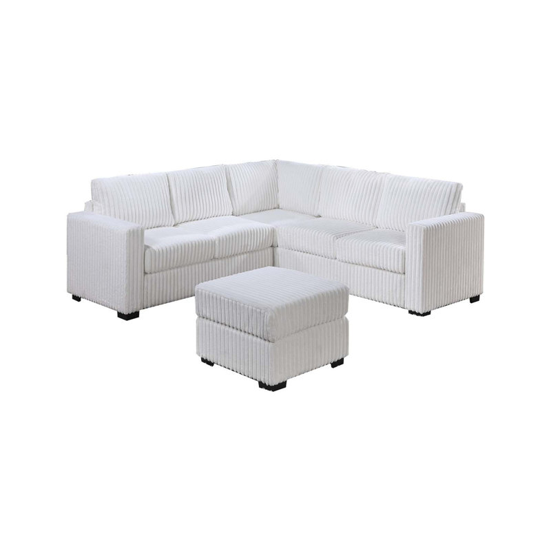 Magnifique ensemble modulaire de 4 pièces avec repose-pieds d'angle et repose-pieds en velours côtelé