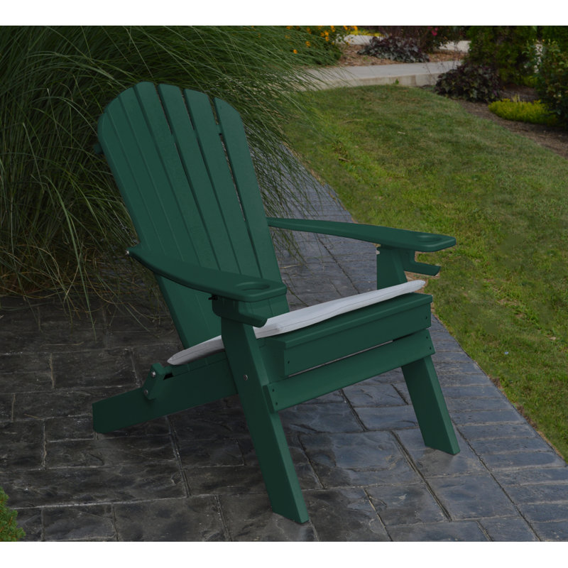 Chaise Adirondack pliante en plastique / résine Ashburt, Vert pelouse