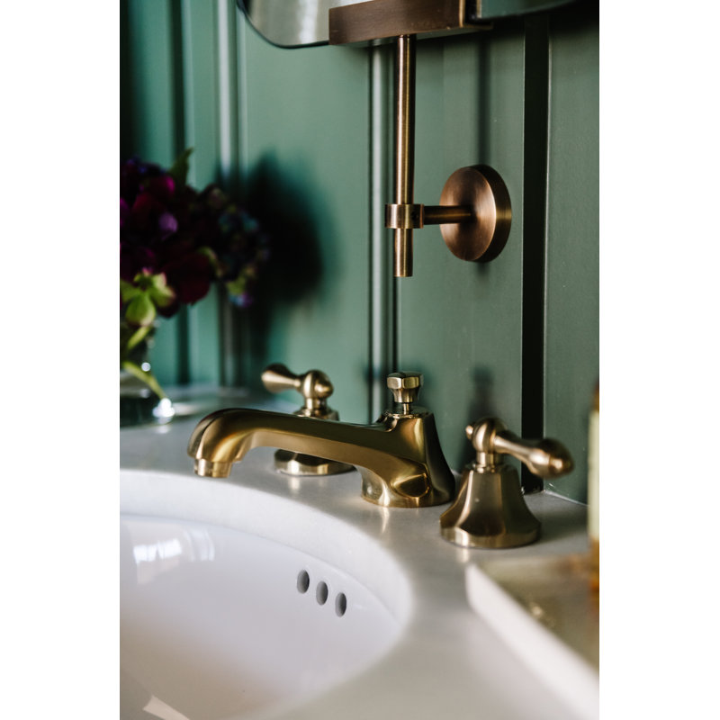 Edwardian™ Widespread Bathroom Faucet with Drain Assembly, Unlacquered Brass