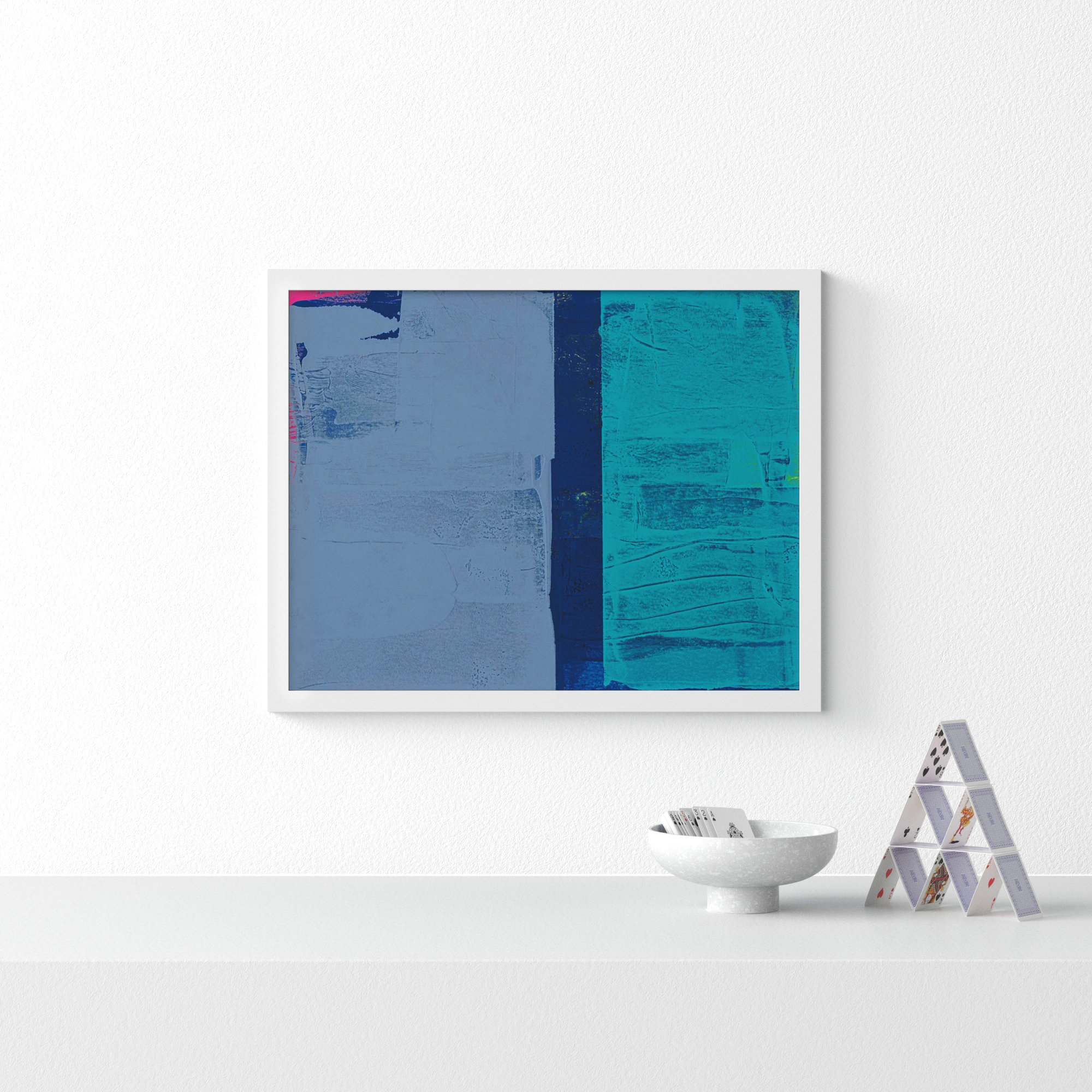 Bold In Blue 2 by Andrea Stokes, 20" H x 25" W x 1.25" D, White Framed
