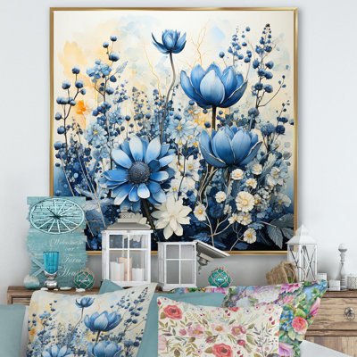 «Blue Bonnets White Flowers II - Blue Bonnets», art mural sur toile FL107248