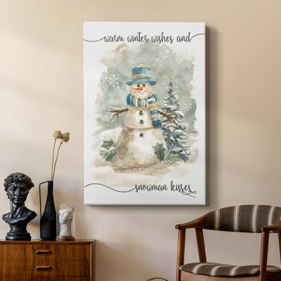 Snowman Kisses - galerie personnalisée enveloppée Cavas