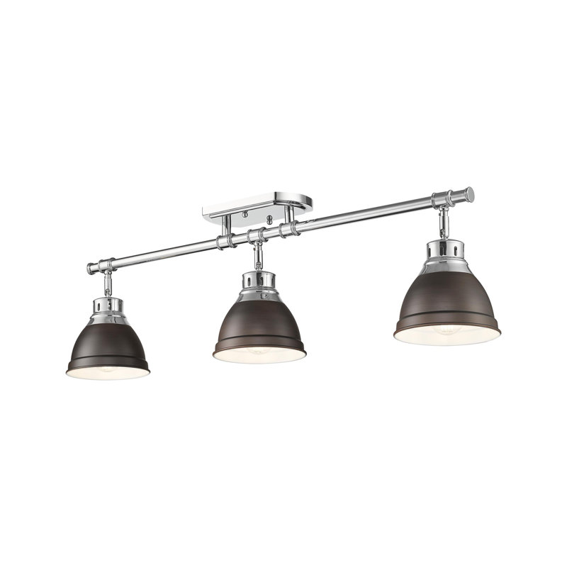 Bryannah 3-Light Semi-Flush - Track Light, Chrome, Rubbed Bronze