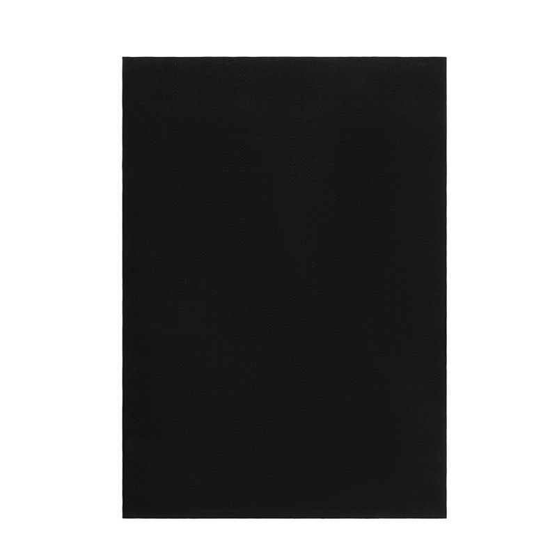 Grand tapis 6 x 9 traditionnel uni texturé lavable pour la salle à manger, Noir, Rectangle 9 pi x 12 pi