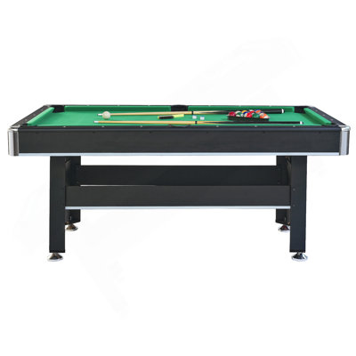 Table de billard 6 pieds avec plateau de tennis de table - noir avec feutre vert
