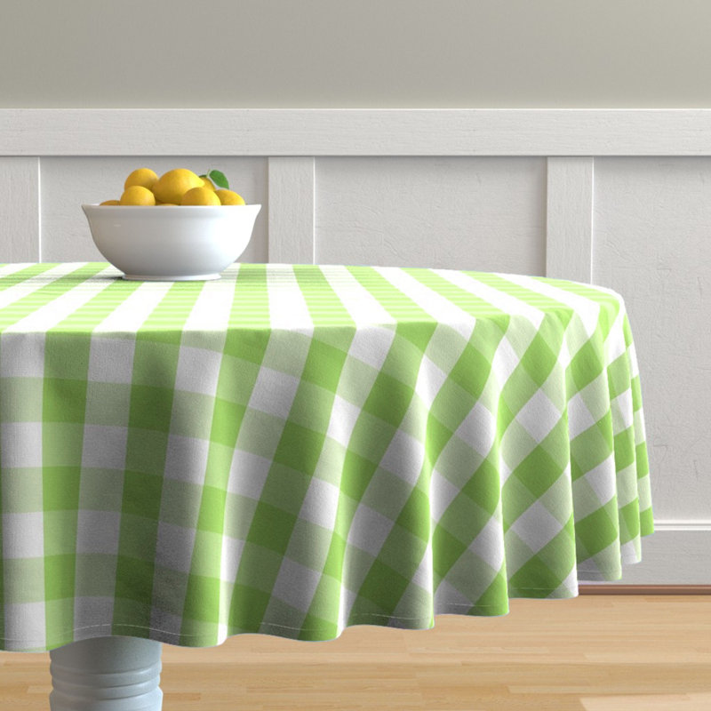 Knopp Plaid 100% Cotton Tablecloth, Black, 60" W Round