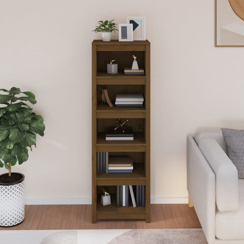 Shinn 154cm H Solid Wood Standard Bookcase, Brown, 154cm H x 50cm W x 35cm D
