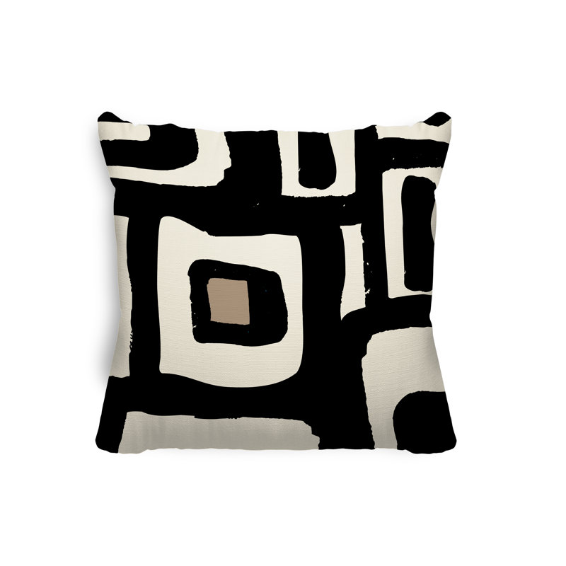 Coussin intérieur / extérieur en polyester filé Banksy, 17 po x 17 po, Blanc cassé