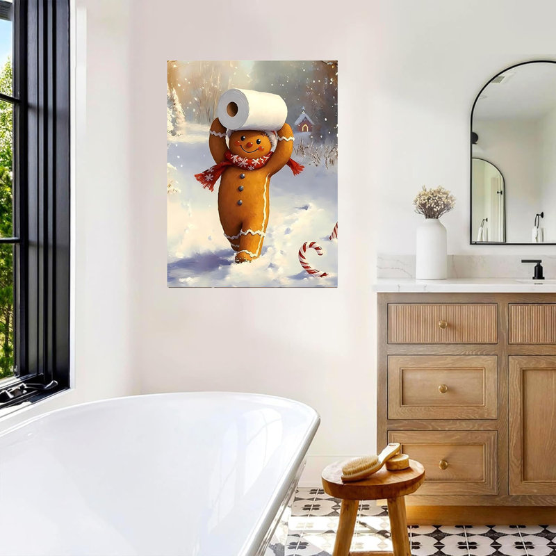 Adorable art mural en toile de pain d'épice sans cadre 24 po x 32 po