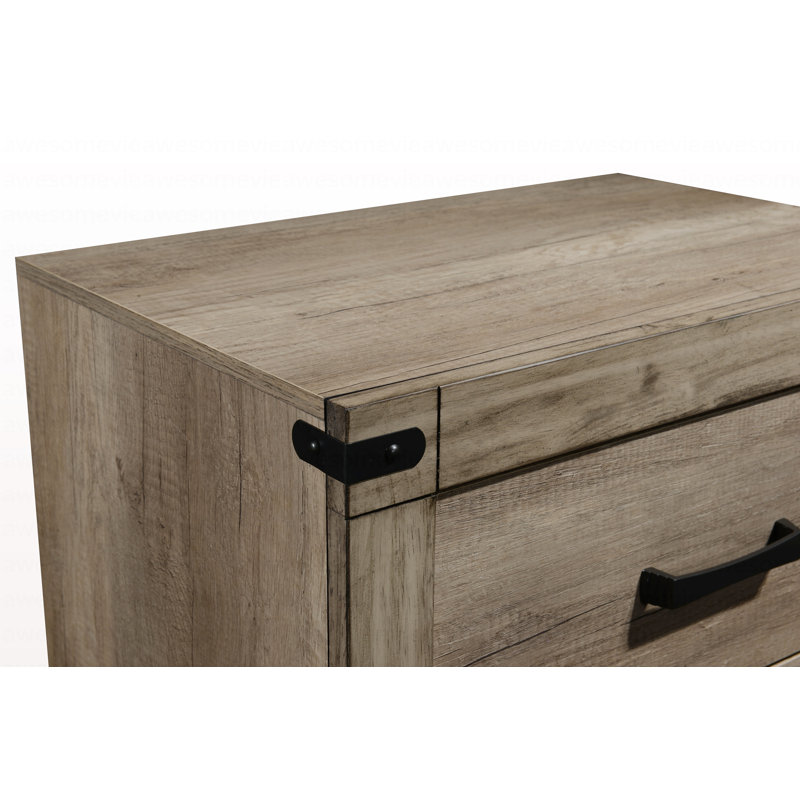 Mobilier rustique 1 pièce à 6 tiroirs pour chambre à coucher en bois massif brun