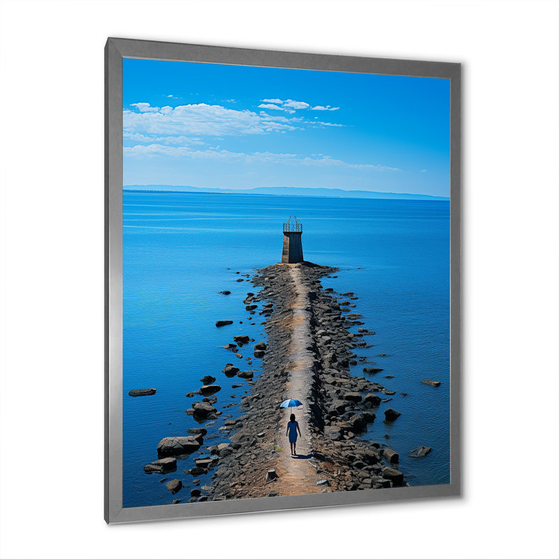 «Coastal Seaside Stroll I» sur toile, H 20 po x l 12 po x P 1 po, Cadre photo argenté