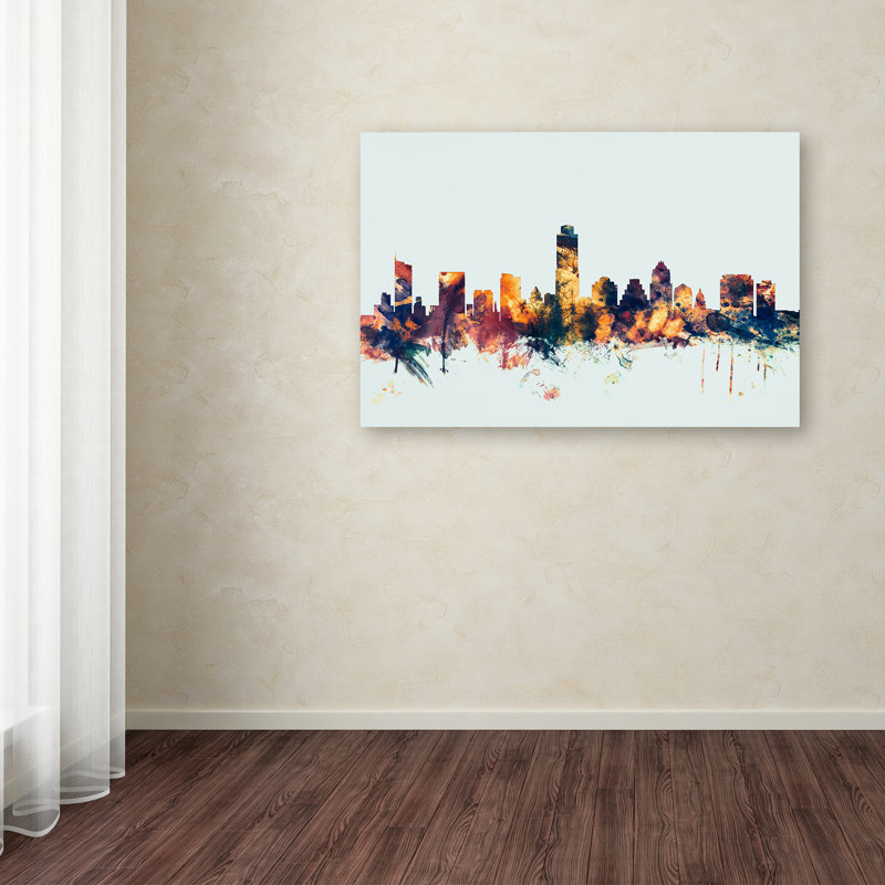 « austin texas horizon blue », impression sur toile tendue, H 12 po x l 19 po x P 2 po