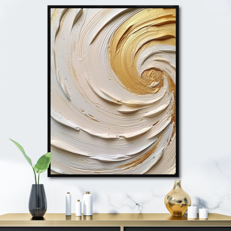 Tourbillon éternel doré IV sur toile, H 20 po x l 12 po x P 1 po, Cadre flottant noir