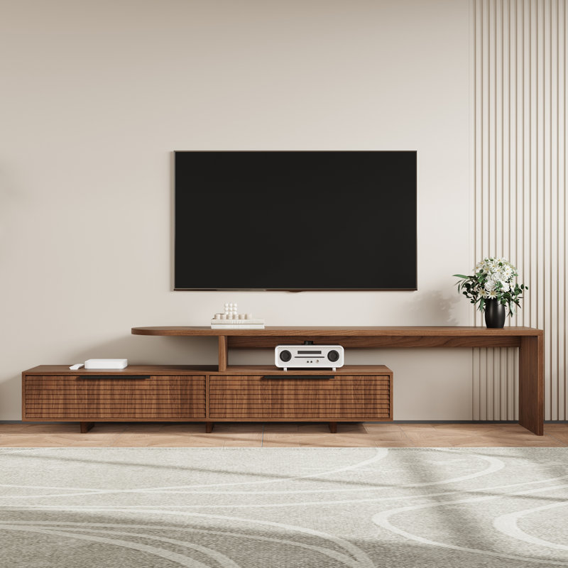 Extendable Wood TV Stand Adjustable Extendable TV Stand with Storage Drawers Modern Television Console Media Console for Living Room