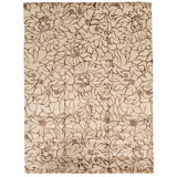 Wool Floral Area Rug in White