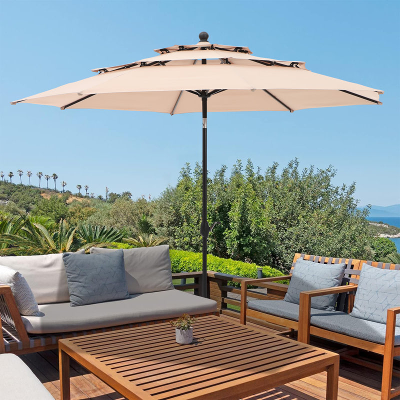 Tanaiyah 120'' Tilt Market Umbrella, Beige