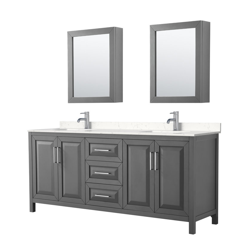 Daria 80'' W Double Vanity, Dark Gray, Polished Chrome