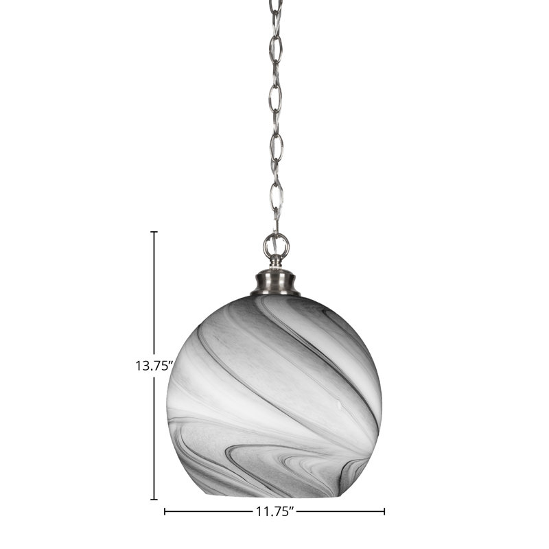 Luminaire suspendu à chaîne Kimbro, Nickel, H 89 po x l 11,75 po x P 11,75 po