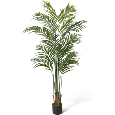 Birch Lane™ Artificial Palm Tree, Faux Dypsis Lutescens Plant in Pot with Dried Moss, 5 / 6 / 7 Feet