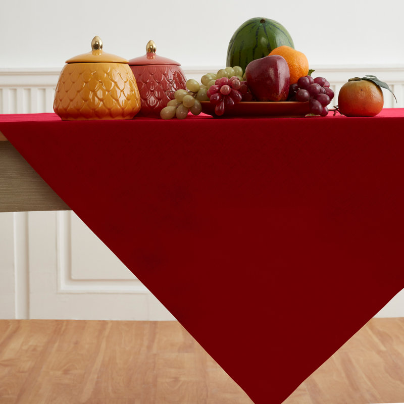 Fete - 100% Pure Linen Table Throw, Red, Solid Color