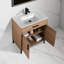 Meuble-lavabo autoportant de 30 po avec lavabo - Armoire en bois massif avec lavabo en céramique, portes à fermeture en douceur et rangement réglable pour les petites salles de bain-414876378