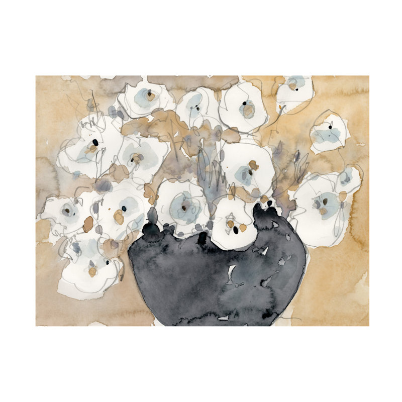 Samuel Dixon White Blossom Floral Canvas Art in Black Vase