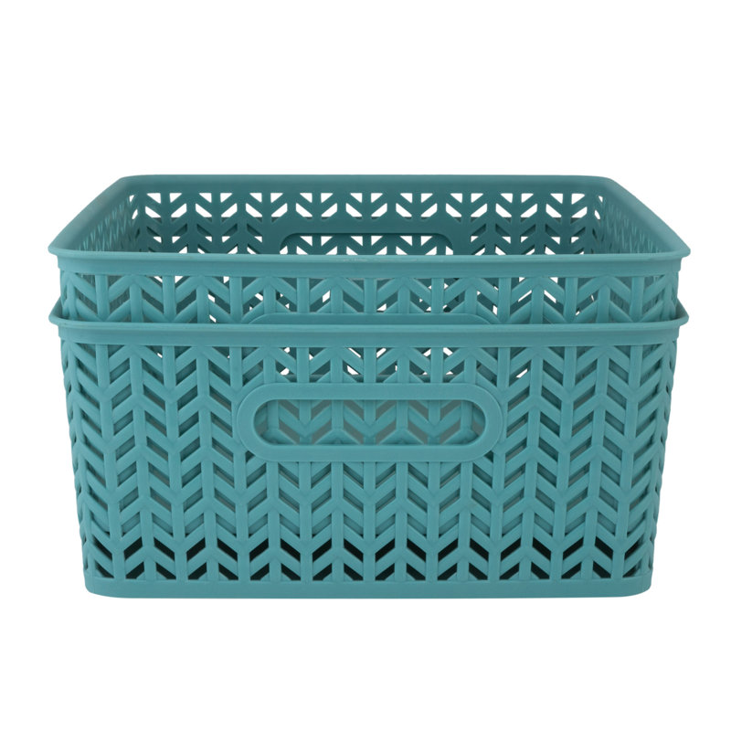 Simplify Plastic Decorative Bin, Dusty Blue