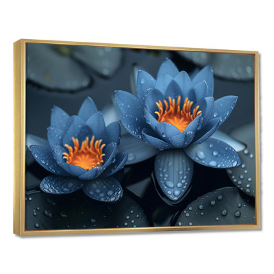 «Blue Mon monochrome Lotus Pond Radiant Blooms III - Lotus», art mural