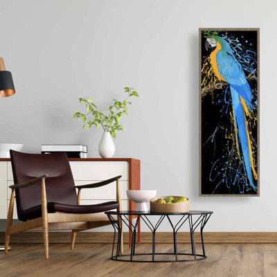 Blue Macaw Parrot Canvas - Bird Bedroom Decor | Blue Framed