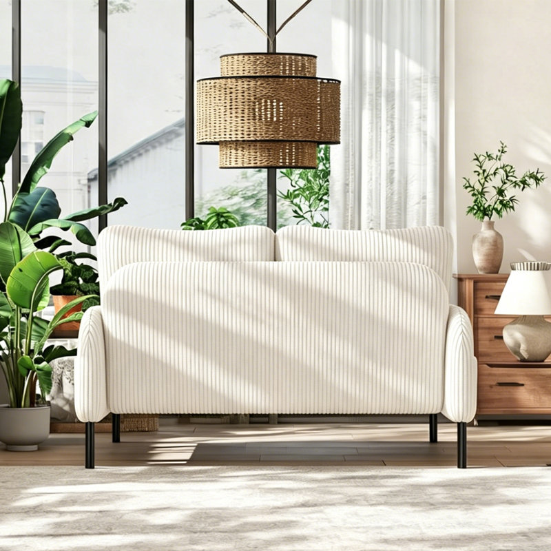 Canapé 47 po en velours côtelé moderne, Beige