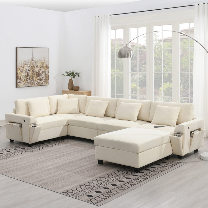 Latitude Run® 128*67" U Shaped Sectional Sofa with Oversized Ottoman ...