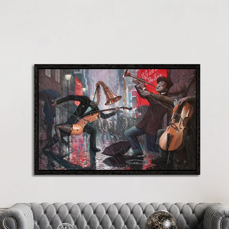 Life Is A Dance In The Rain V by Adrian Borda - Print on Canvas, 152.5 cm H x 101.5 cm W, Black Framed Canvas