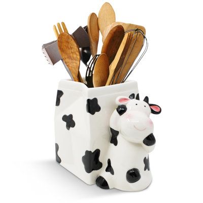Utensil Holder | Cow Gifts | Cow Stuff Print Kitchen Crock Storage | Accessories Decoration | Countertop Cow Stuff Vase