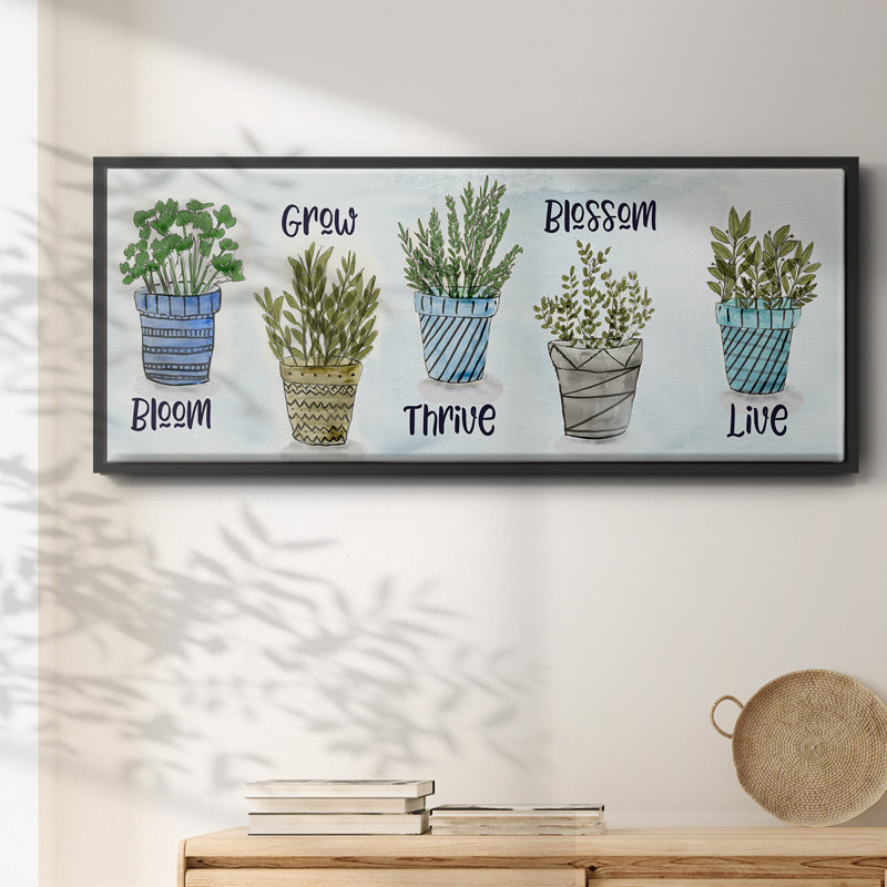 Potted Inspirations- Framed Canvas, 24" H x 60" W